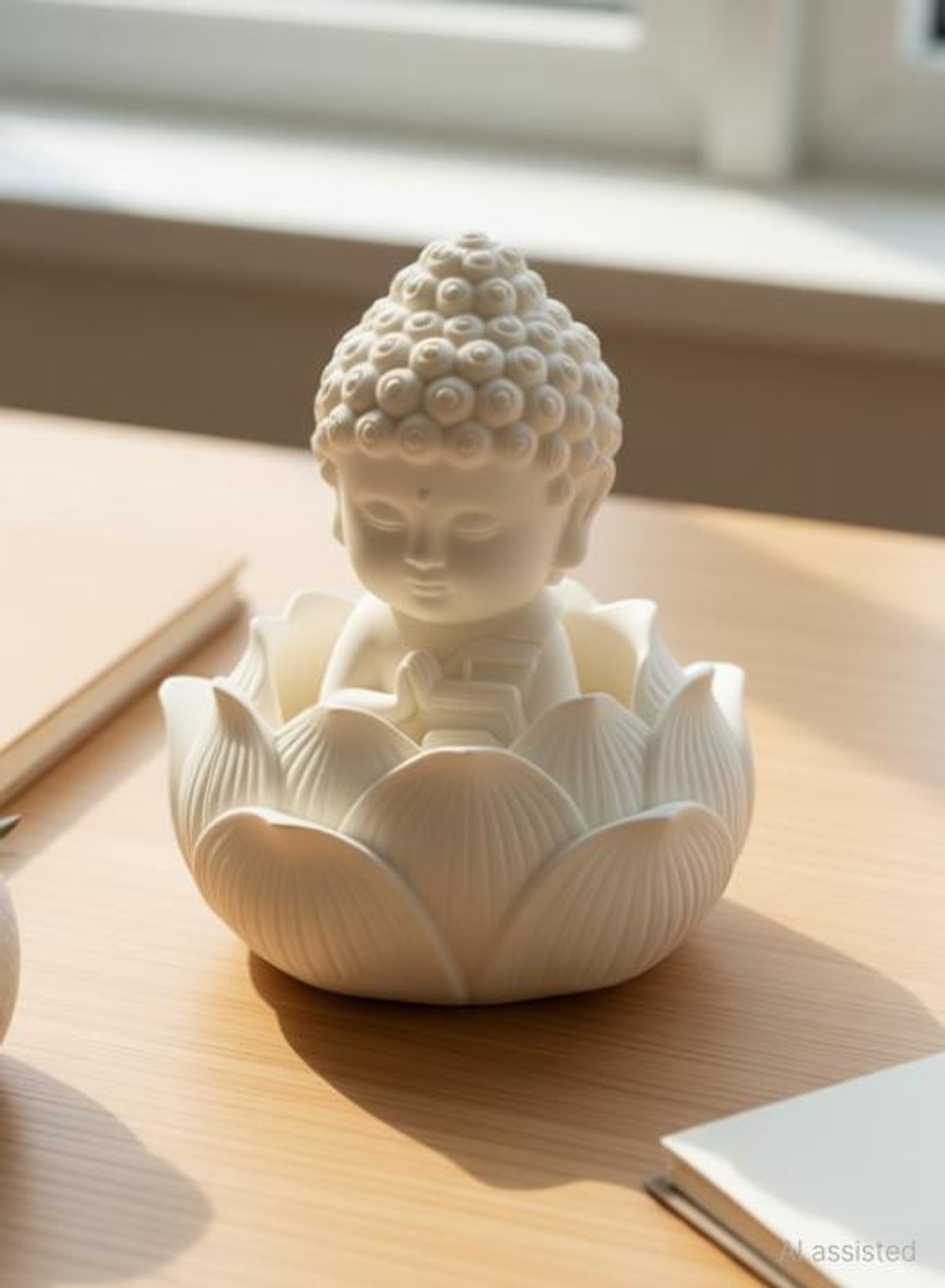 Image of Ananya Trading Lotus Baby Buddha Statue Ideal for Home, Office Desk & Car Dashboard Decorative Showpiece - 10 cm