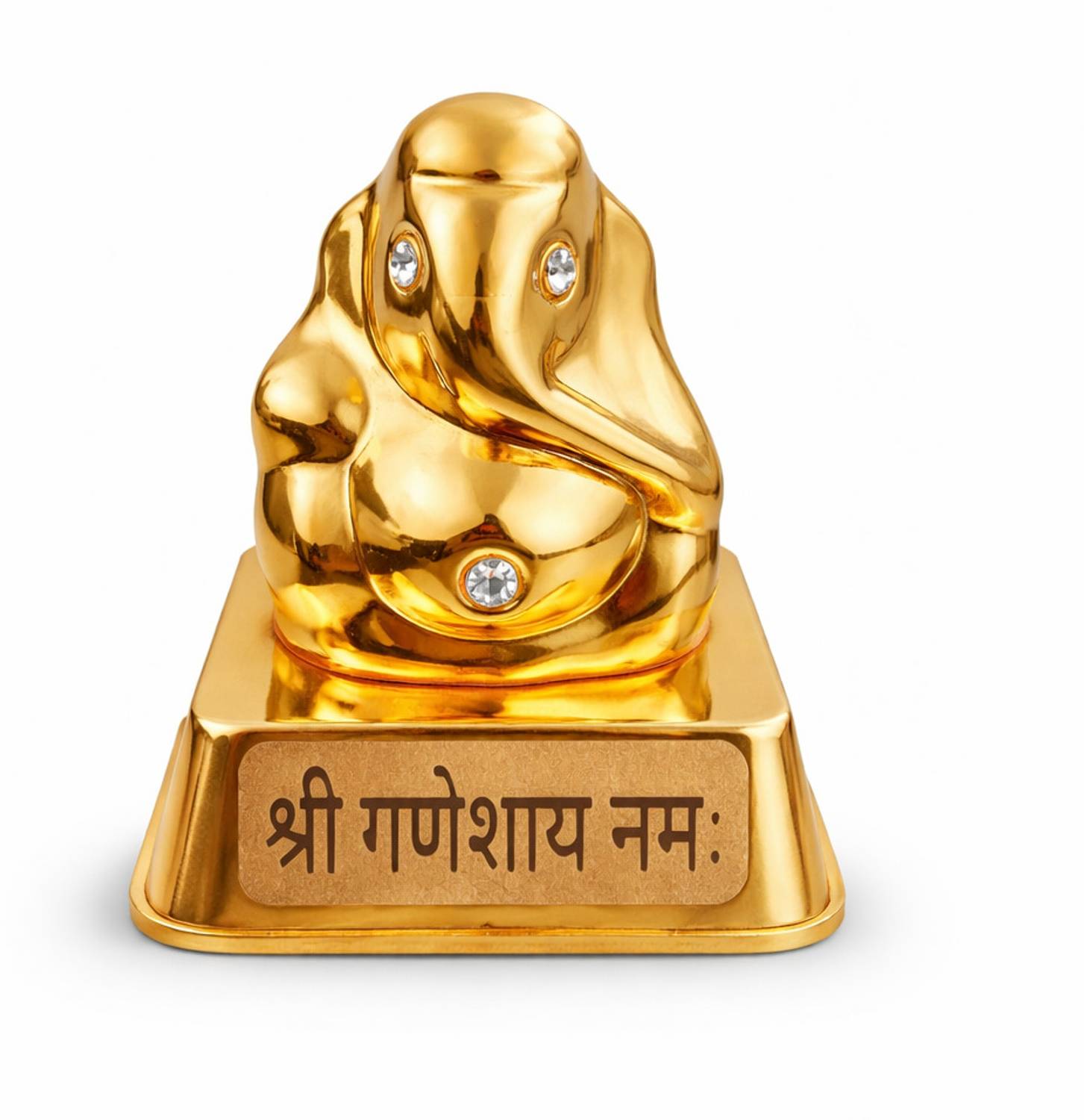 Preeti's Ganesha Idol for Car Dashboard | Ganpati Gold Metal Murti for Home Decorative Showpiece - 4.5 cm