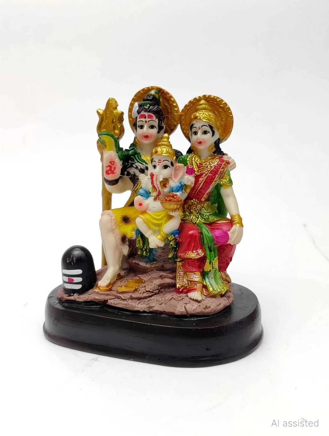 BHATIA Lord Shiv Parivar Statue Parvati Ganesh Murti For Pooja, Gift, Car Dashboard Decorative Showpiece  -  10 cm