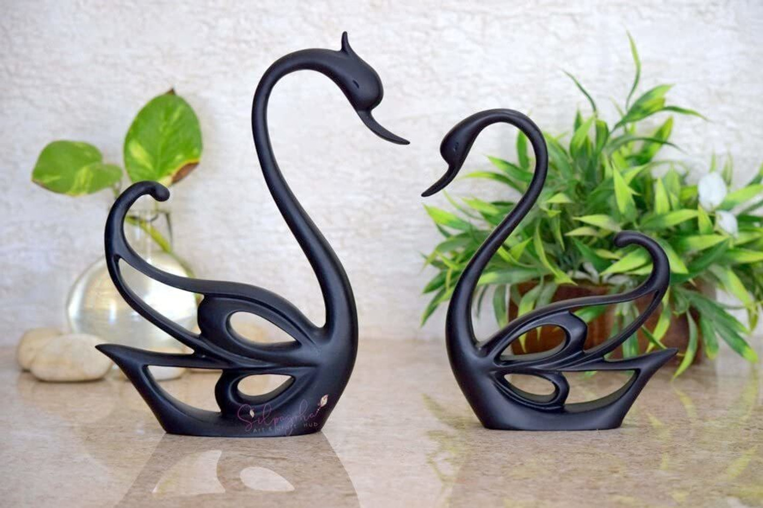 Image of BECKON VENTURE Pair of Duck Kissing Showpiece for home decor| Duck showpiece for gifts And home|Home decor showpieces|decoration items for house|handicraft home decor|showpiece figurine |table decoration items|Decorative items for room in Racks & Shelves|handicraft items in Showpieces& Figurines|statues|statue gift|Statue for home|Showpieces &Figurines|showpiece gift sets|showpiece for living room| showpieces for bedroom|showpiece in home| Decorative Showpiece - 25 cm