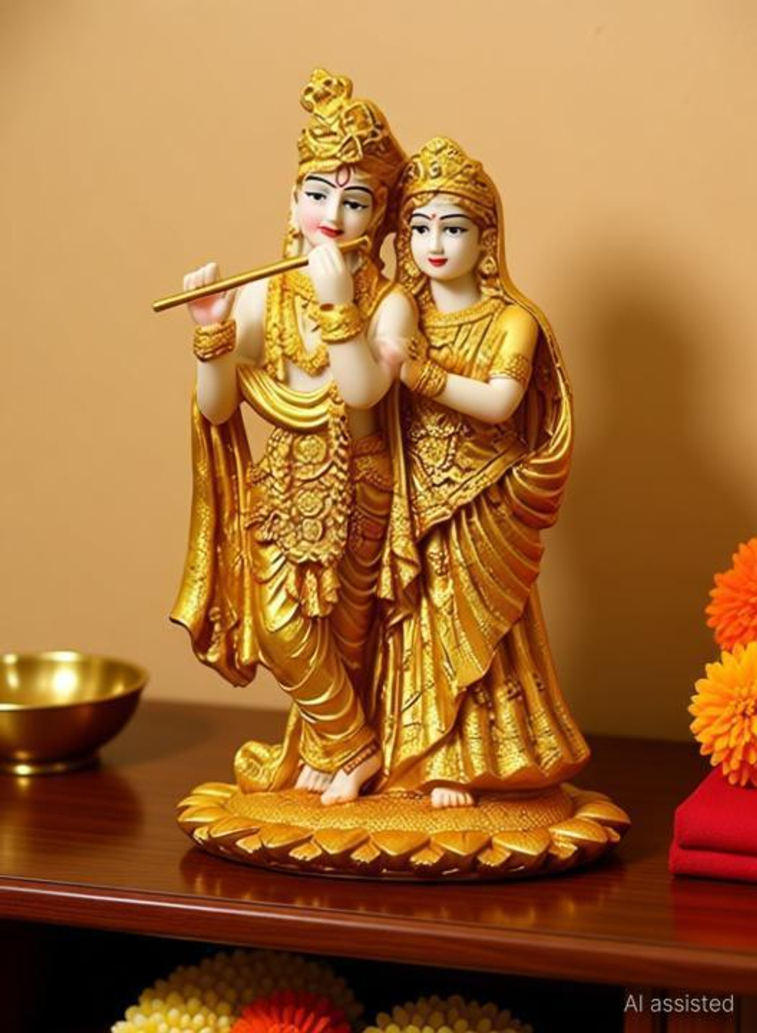 Image of HANDICRAFTY Radha Krishna Murti Showpiece Statue Decorative Showpiece - 12 cm