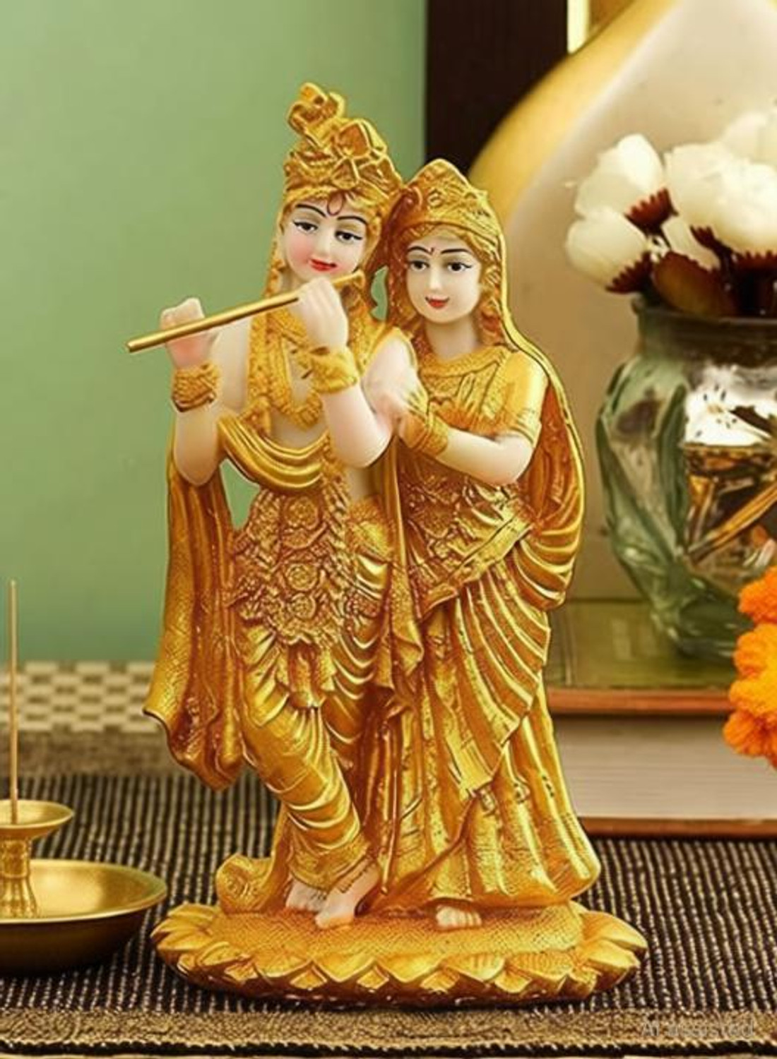 Image of HANDICRAFTY Radha Krishna Murti Showpiece Statue Decorative Showpiece - 12 cm