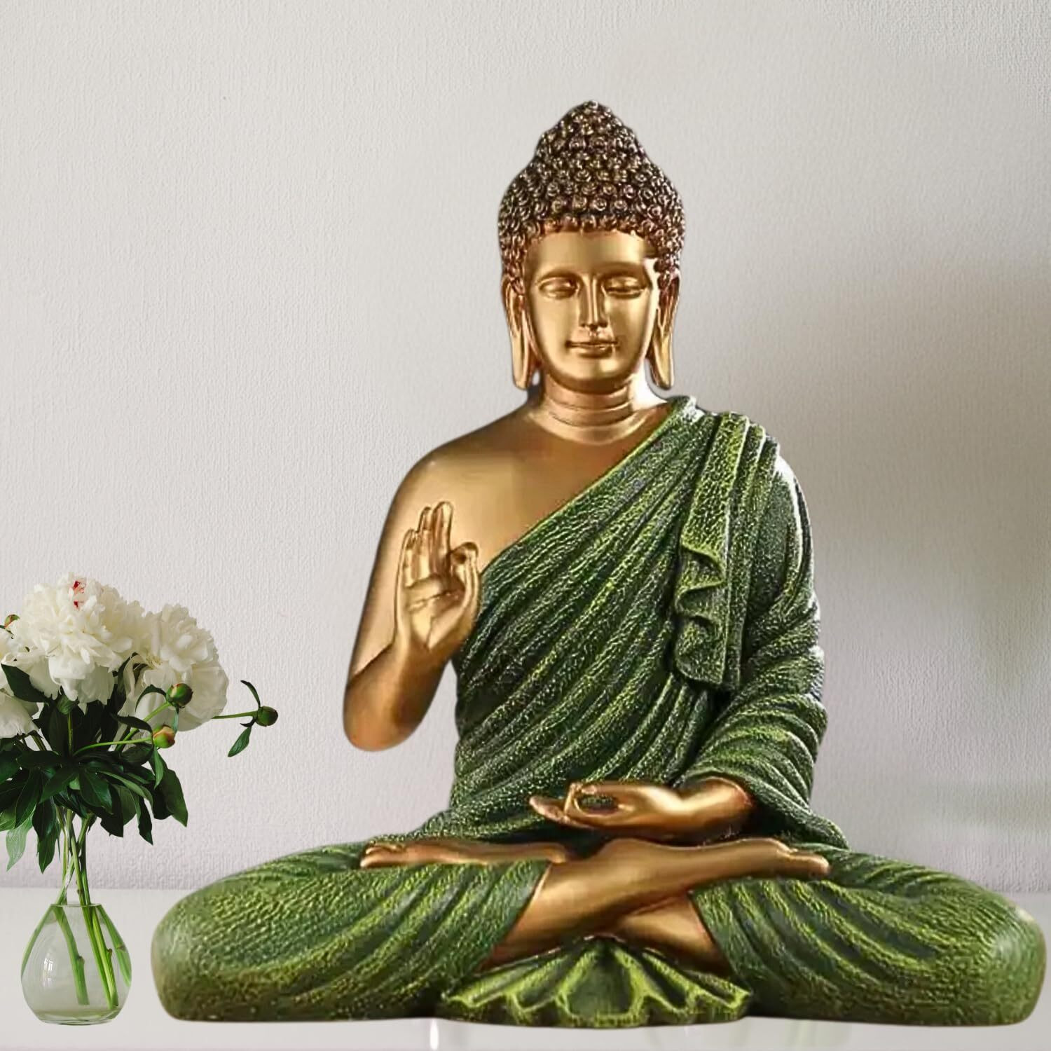 Image of Vastu Sajja Buddha Statue in Meditation Pose with Abhaya Mudra Decorative Showpiece - 33 cm