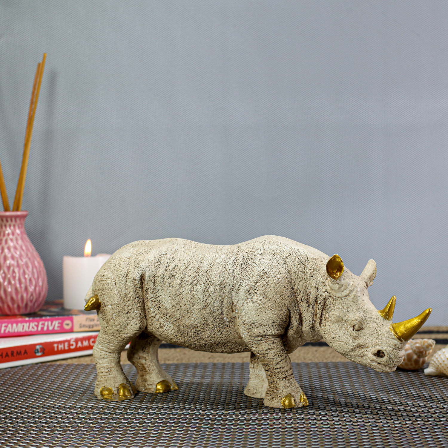 Image of aabco Rhino Sculpture For Home Decoration , Animal Statue For Table Top | Decorative Showpiece - 12 cm