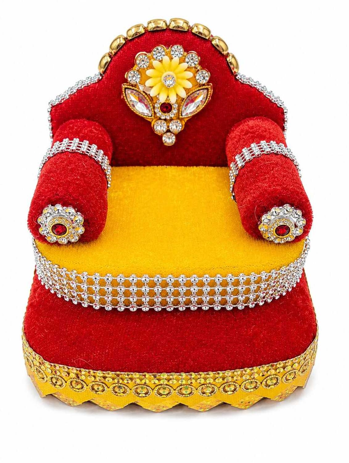 Avishi wooden multicolor singhasan size 0 to 1 laddu gopal singhasan Decorative Showpiece  -  11 cm