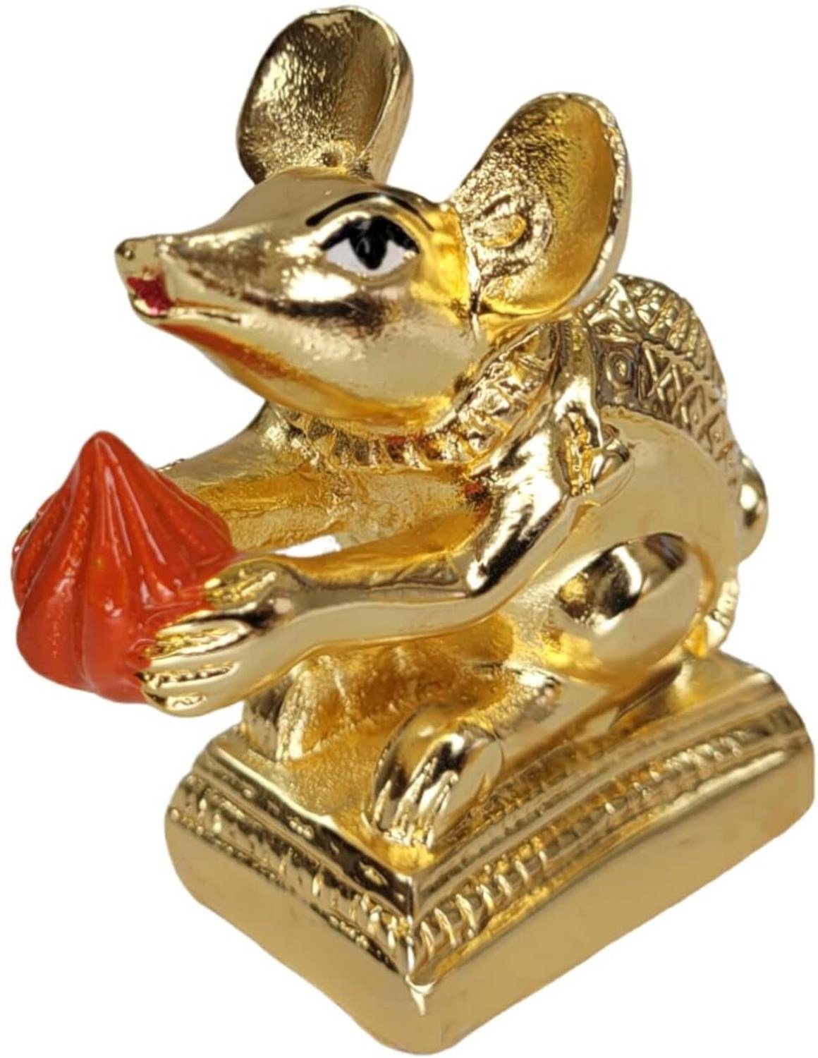 Arnavira Gold Plated Mushak Idol for Ganpati Pooja Decorative Showpiece  -  6 cm