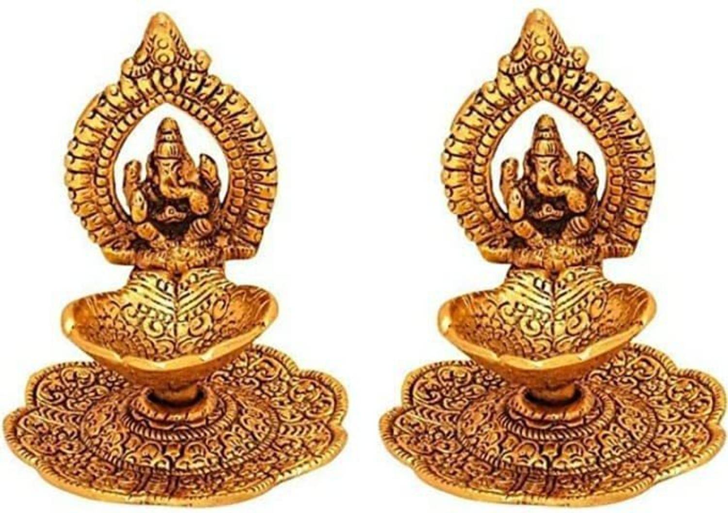 LABHCART Lakshmi Ganesh Table Diya for Pooja Mandir and Home Temp...mo