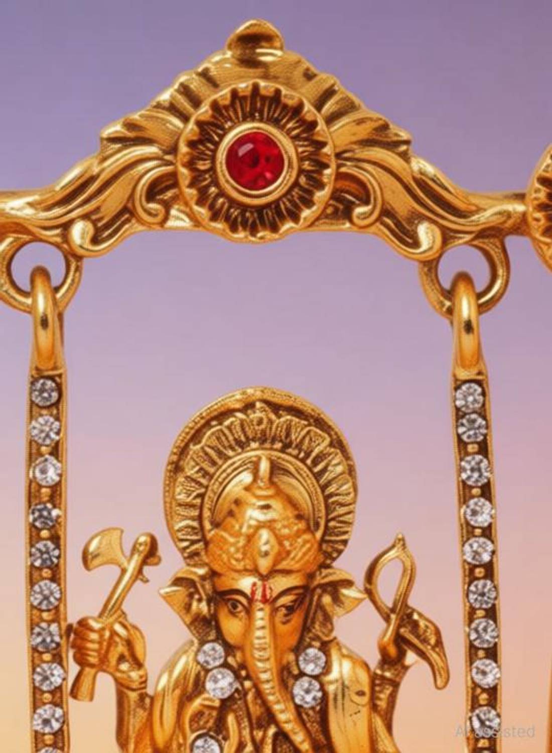 Xudo Lord Ganesh Murti God Shri Ganesh Car Dashboard Statue Lord Ganesha Idol Bhagwan Ganpati Spiritual Puja Vastu Showpiece Figurine - Religious Murti Pooja Decorative Showpiece - 7 cm (Brass, Gold) Decorative Showpiece - 5 cm