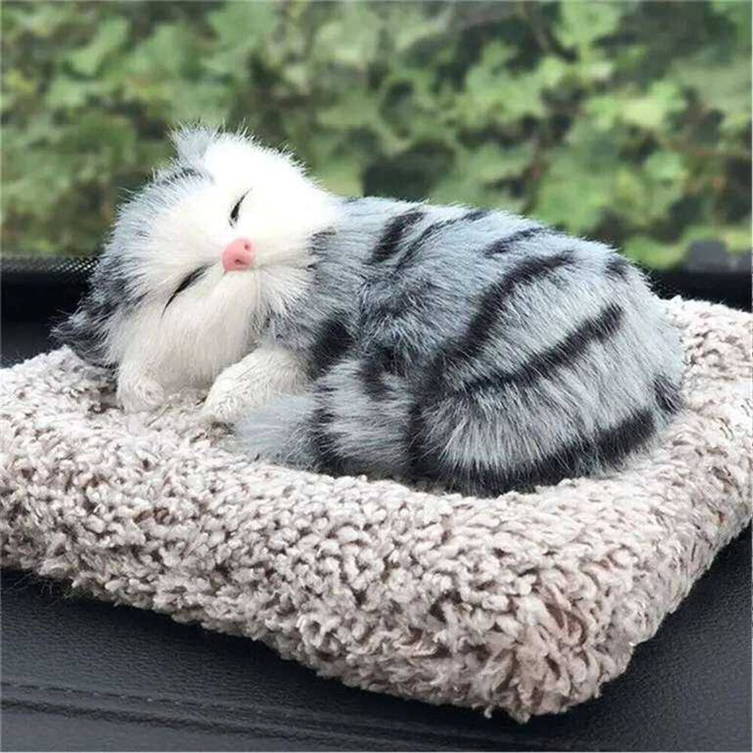 APEROL DESIGN Sleeping Cat Plush Toy for Car Dashboard Mini Soft Toy Cute Figurine Cat 18×14×5 Decorative Showpiece - 5 cm