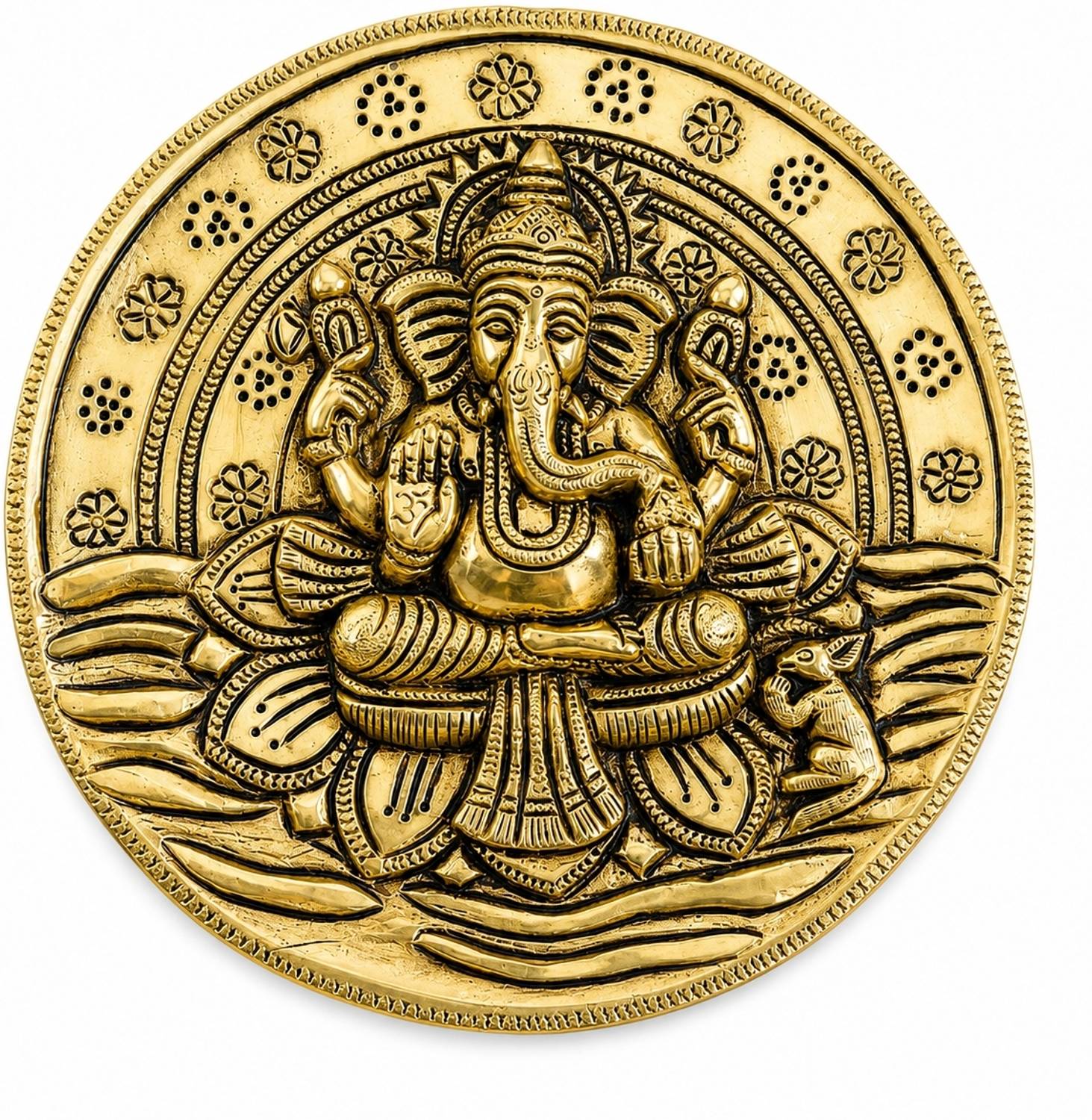 Kapil Steel Brass Ganesha Wall Hanging for Home Decor (19 cm, 1085 g) Decorative Showpiece - 19 cm