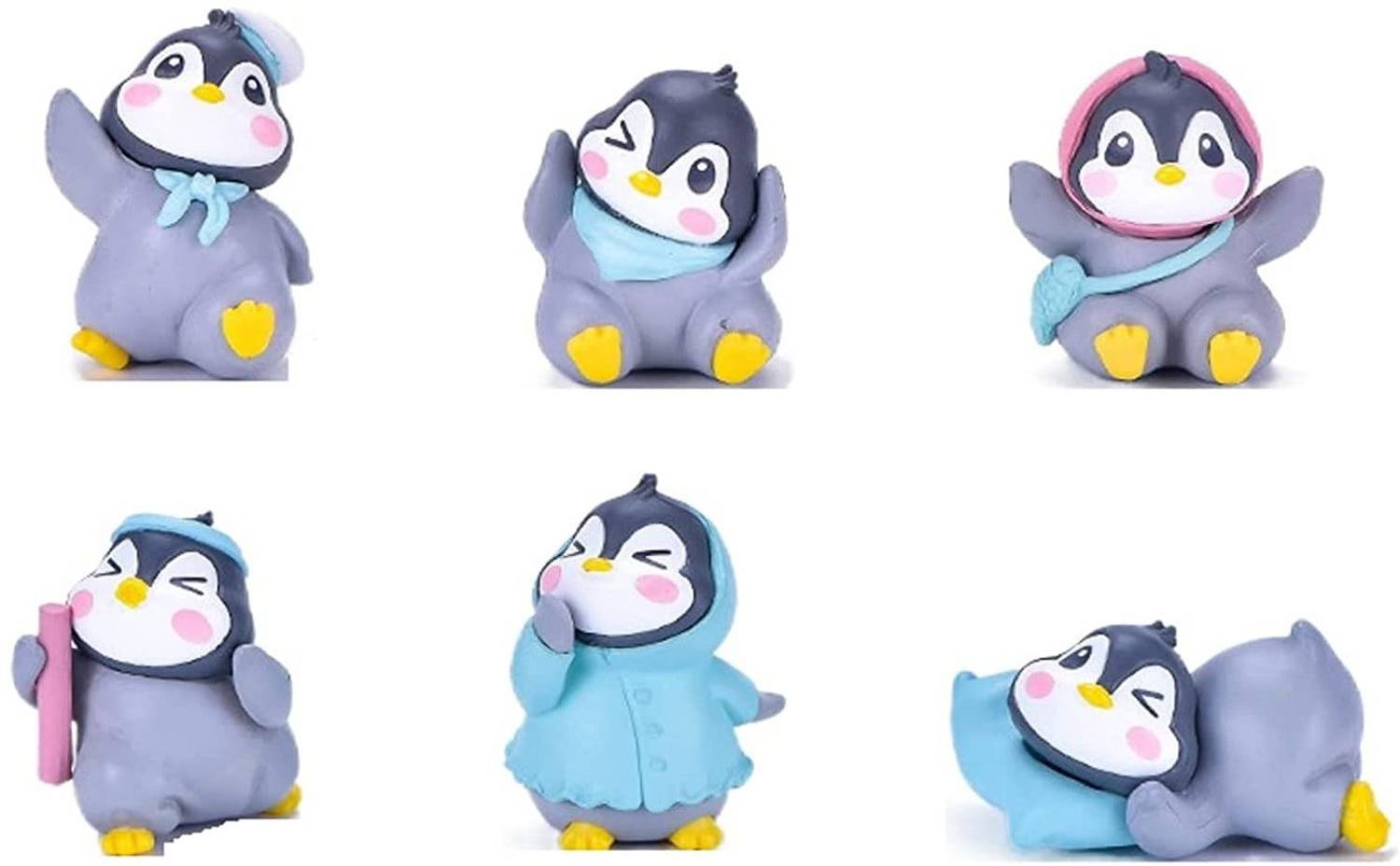 BHOOLU&GOOLU Cute Miniature Funny Little Penguin - 6 Pcs Set ( Hight : 4 cm) Decorative Showpiece - 4 cm