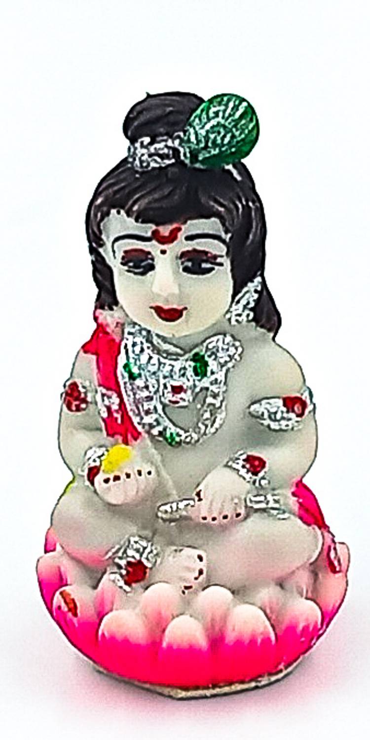 ATUT Laddu Krishna Idol for Home in Very Small Size Decorative Showpiece  -  7 cm
