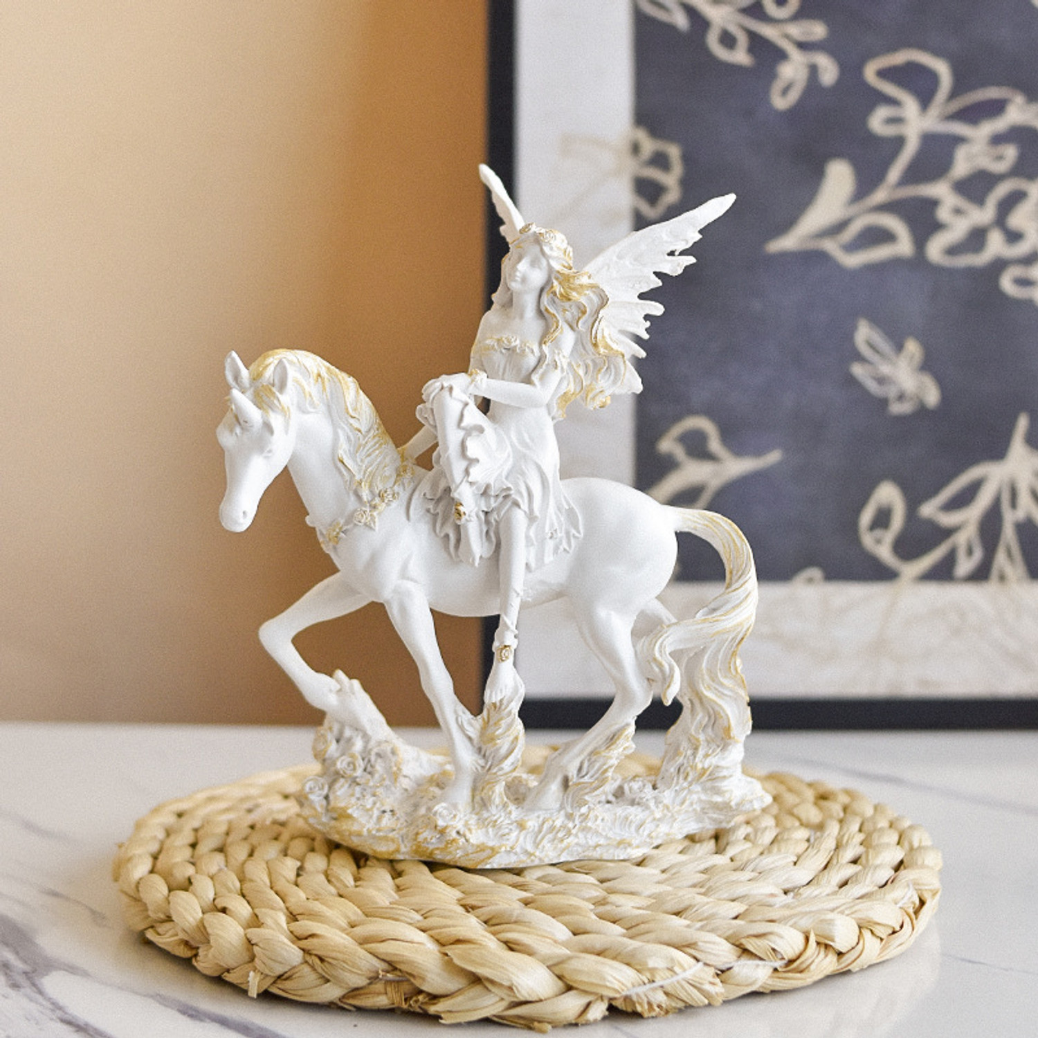 Image of AUSTIN LUKE ANGEL ON HORSE Decorative Showpiece - 22 cm