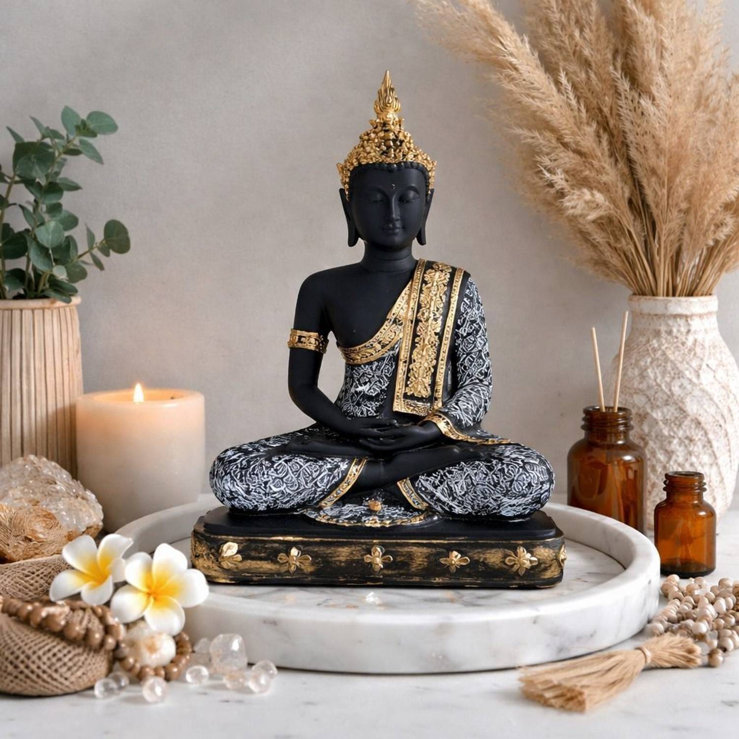 BOSCO Handcraft Meditating Buddha Decorative Showpiece Decorative Showpiece - 23 cm