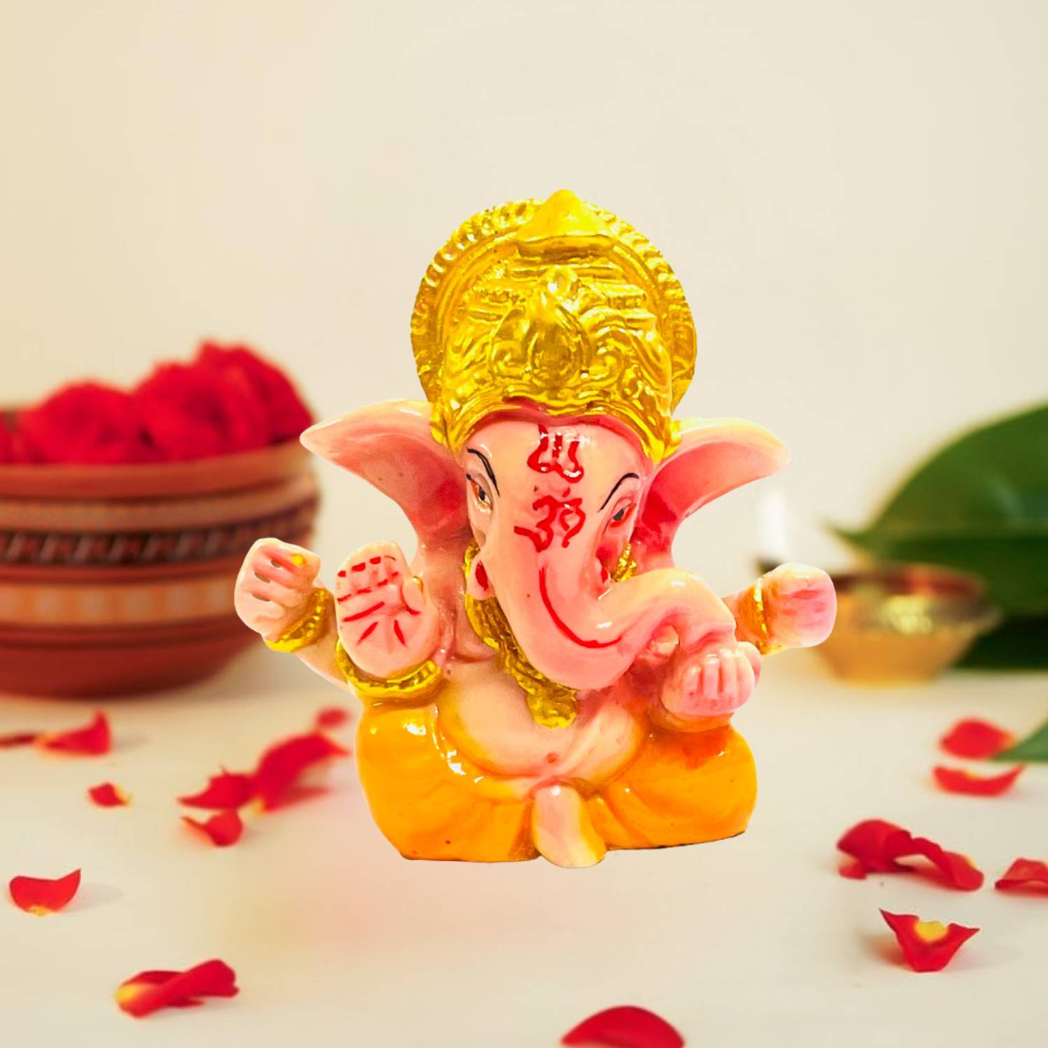 DARIDRA BHANJAN Ganesh Murti, Ganesh idol, ganesh Ji Murti, Ganpati idol home decor Decorative Showpiece - 6 cm