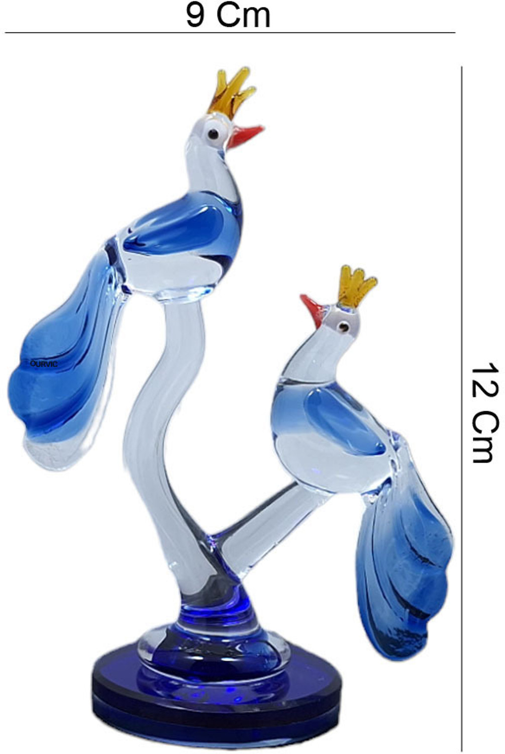 Image of OURVIC Loving Birds Glass Showpiece Handcrafted Crystal Glass Idol for Gift, Home Decor Decorative Showpiece - 12 cm