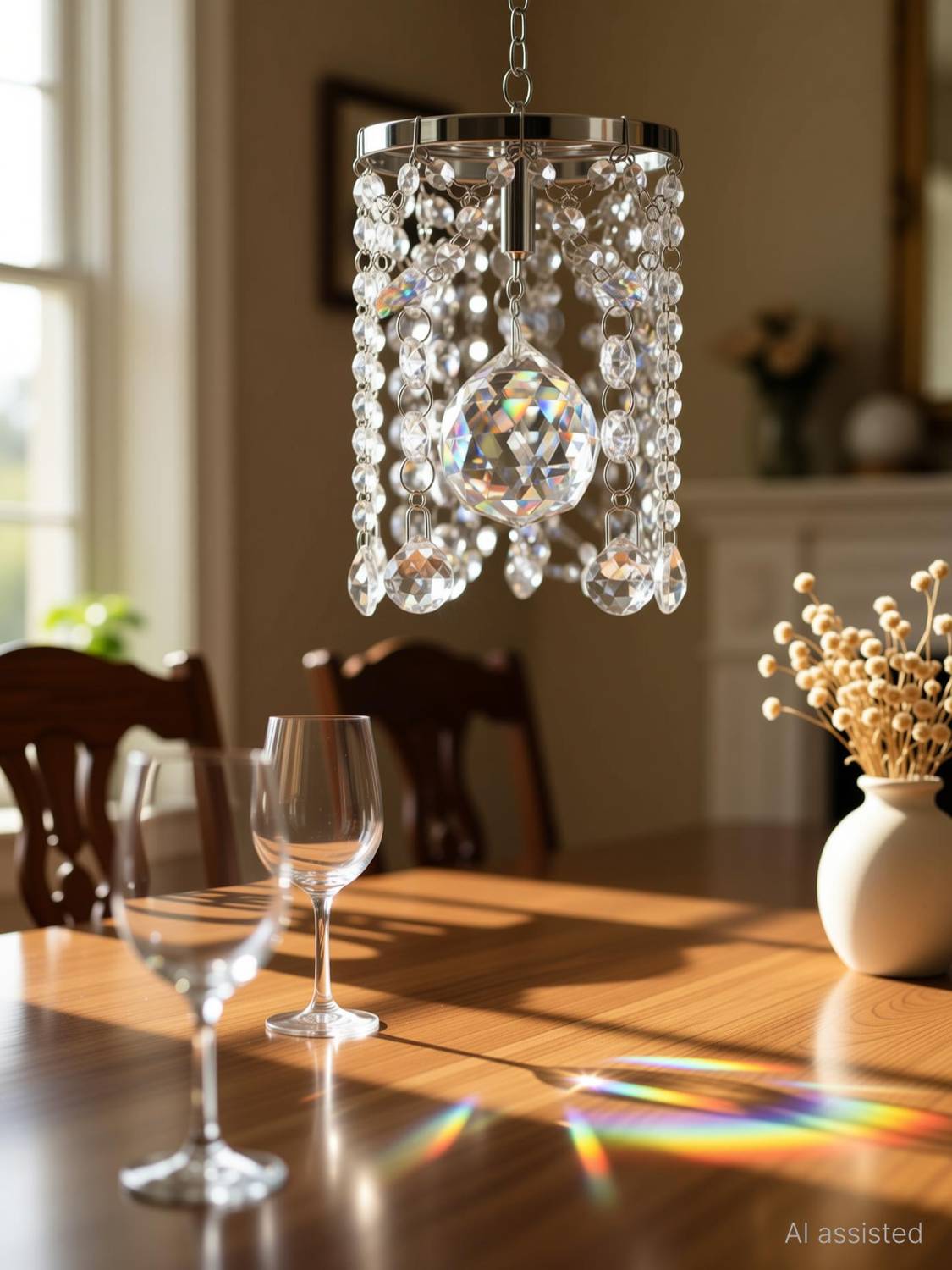 ASTRUMS Crystal Ball - Sun Catcher - Positive Energy and Good Luck Feng Shui Lamp Ball Prism Rainbow 40MM Decorative Showpiece - 5 cm (Glass, Clear) Decorative Showpiece - 5 cm