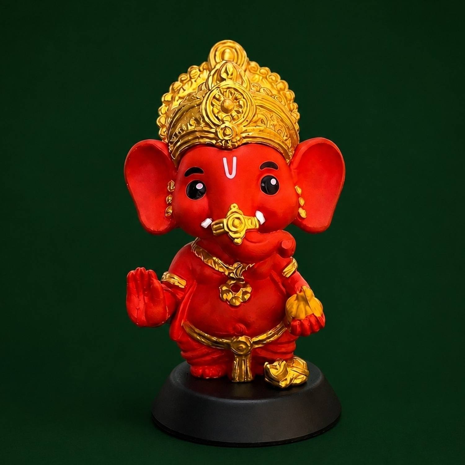 SRIRAM AGENCY Red Ganesha Car Dashboard Idol Decorative Showpiece - 9.5 cm