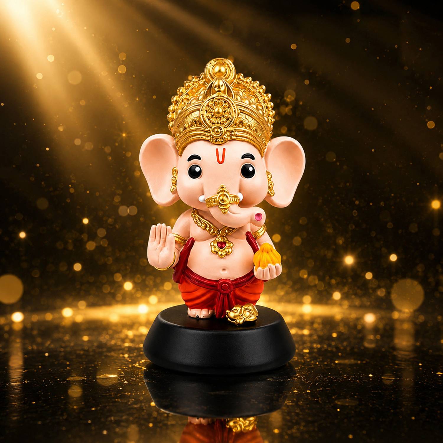 Jyotshika Bal Ganesh Blessing Car Dashboard Idol Decorative Showpiece  -  10 cm