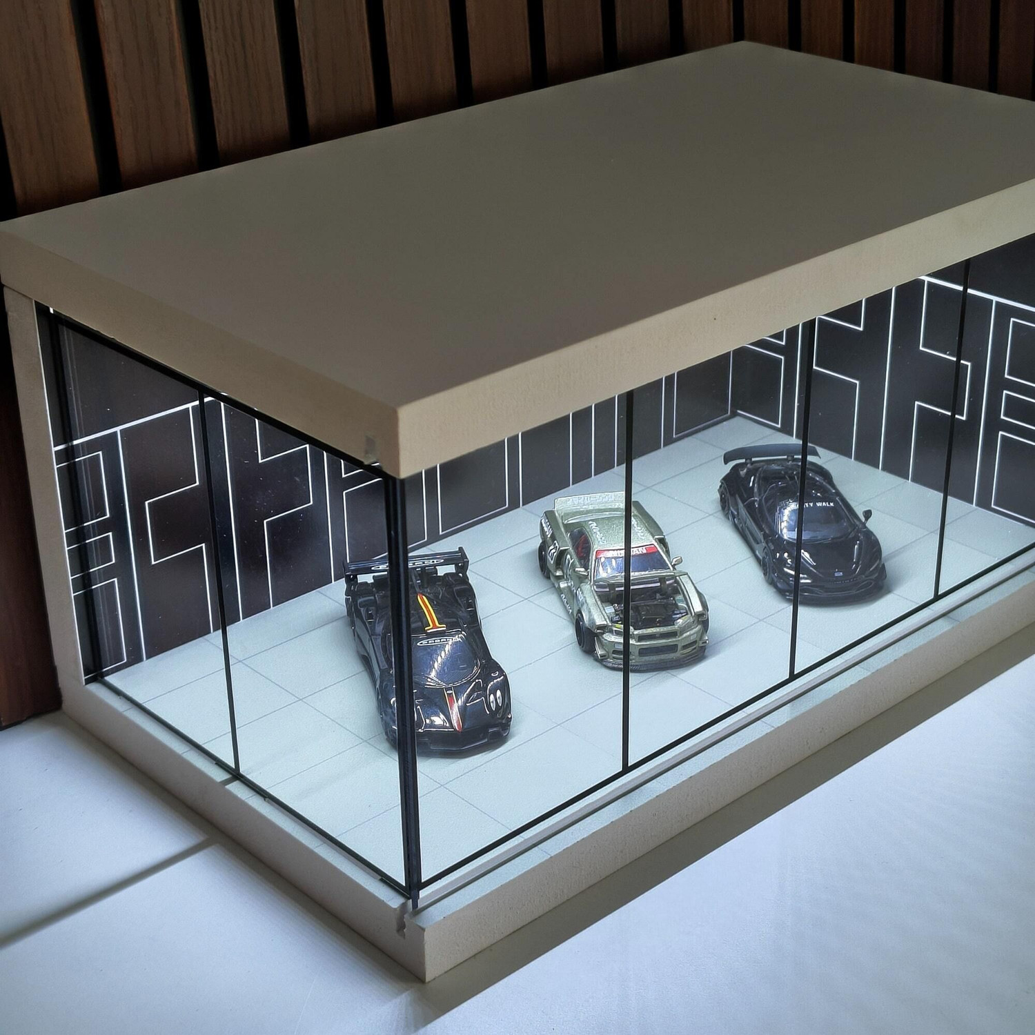 Image of Fancy Things Luxury Miniature Car Showroom Display Case - Black Decorative Showpiece - 19 cm
