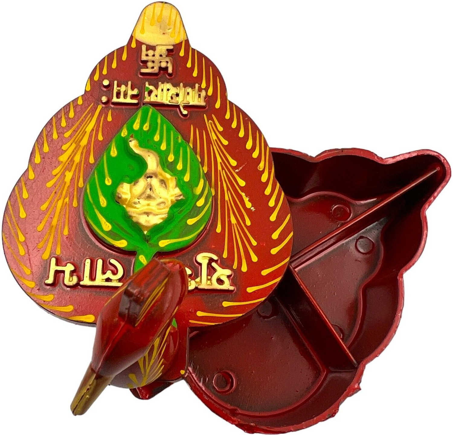 Image of lookart Peacock Shape Meenakari Work Kumkum Box Decorative Showpiece - 13 cm