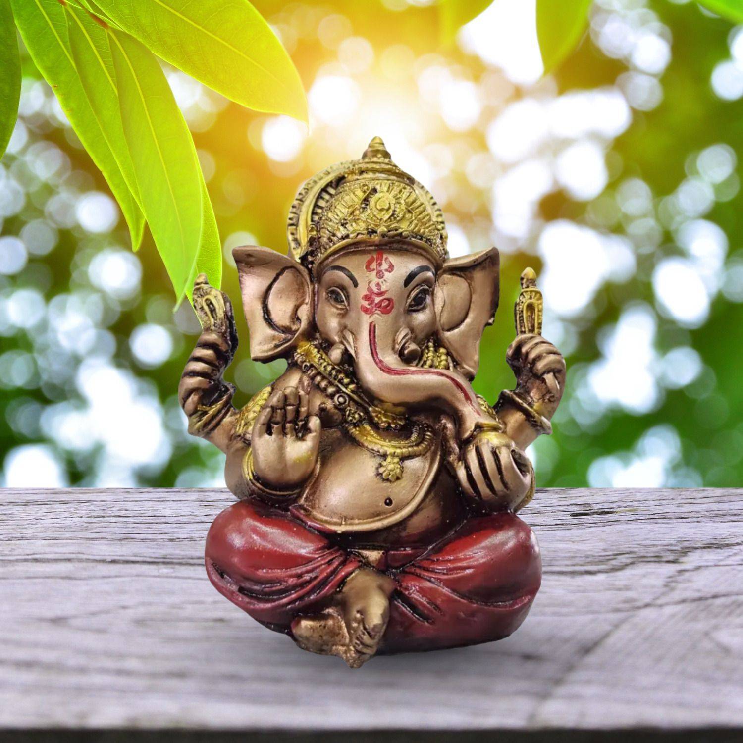HOMESTA Divine Ganesha Statue | Ganesha Murti for Home Décor GM20 Decorative Showpiece - 12 cm
