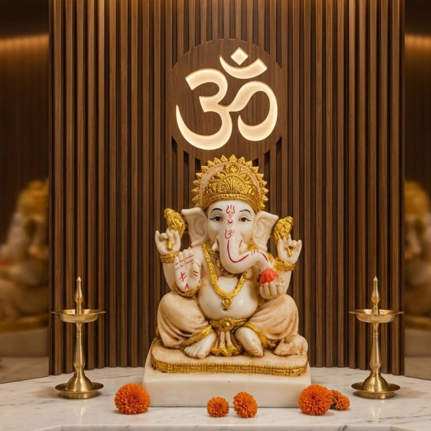 Astro Upaay (AU) Ganesh Chaturthi Special Ganesh Ji Murti for Home Temple Mandir Decorative Showpiece  -  16 cm