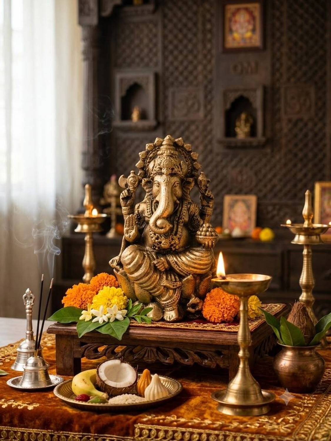 SHOPPYBEA Pure Brass Ganesha Idols for Gifts | Small Ganpati Idol for Home Decorative Showpiece - 8 cm
