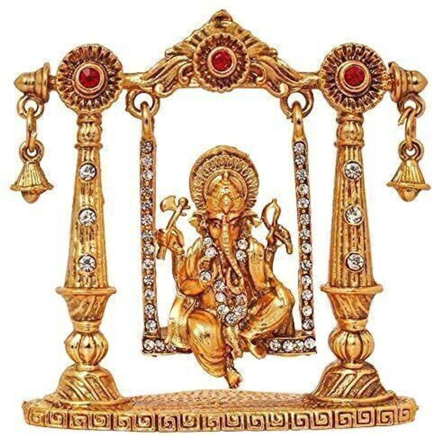 KAPRAK Lord Ganesha jhula Murti God Shri Ganesha Car Dashboard Statue Lord Ganesh Idol Decorative Showpiece - 8 cm