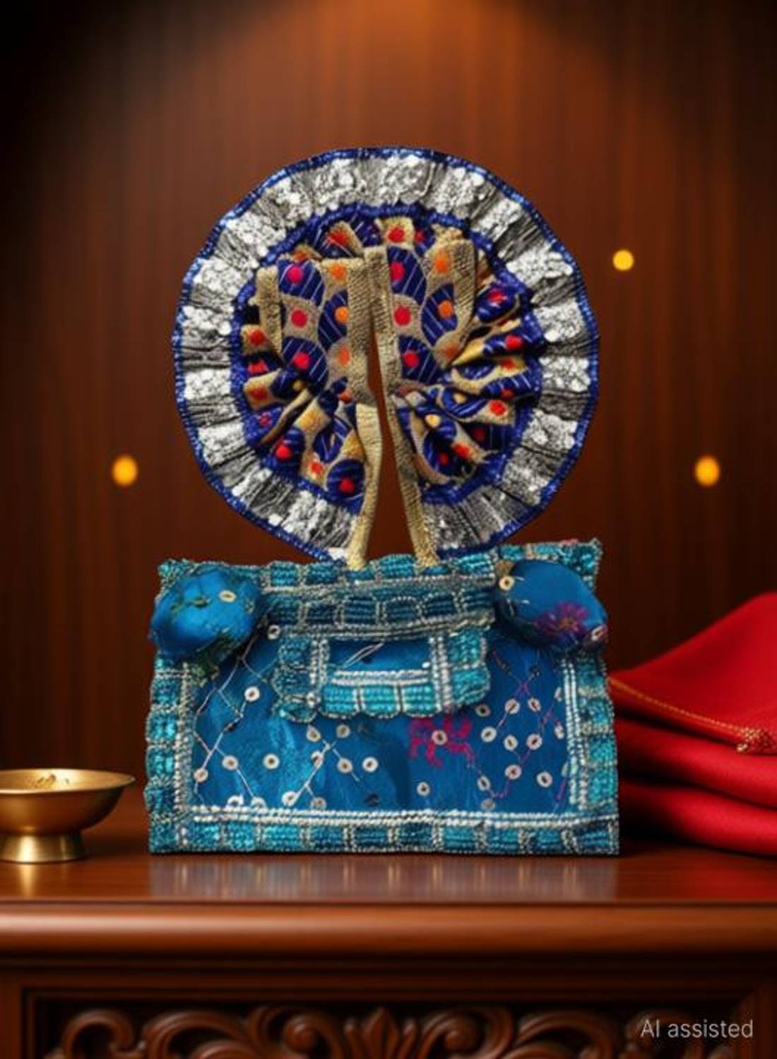 Sikarwar Traders Laddu Gopal 2 No. Size With 1 Poshak Or Gadda + Mukut Set Thakur jii Bal Gopal. Decorative Showpiece  -  9 cm