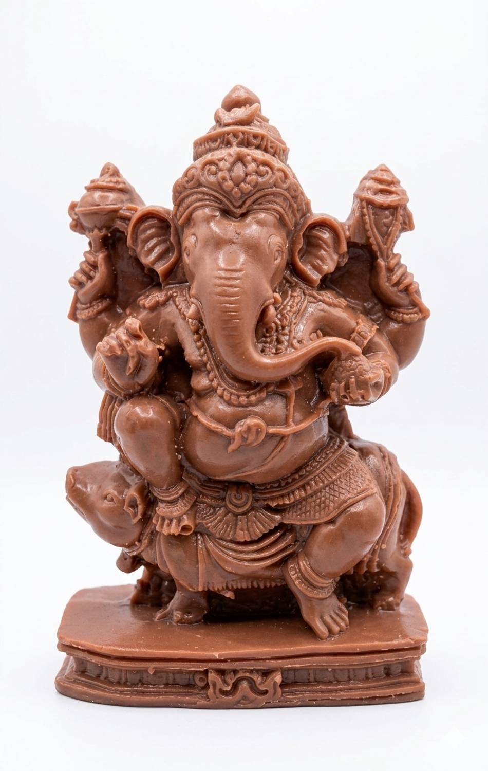 hands of odisha Ganesha on Mushak Statue | Brown Marble Dust Ganpati Idol for Home & Desk Decor Decorative Showpiece  -  8 cm