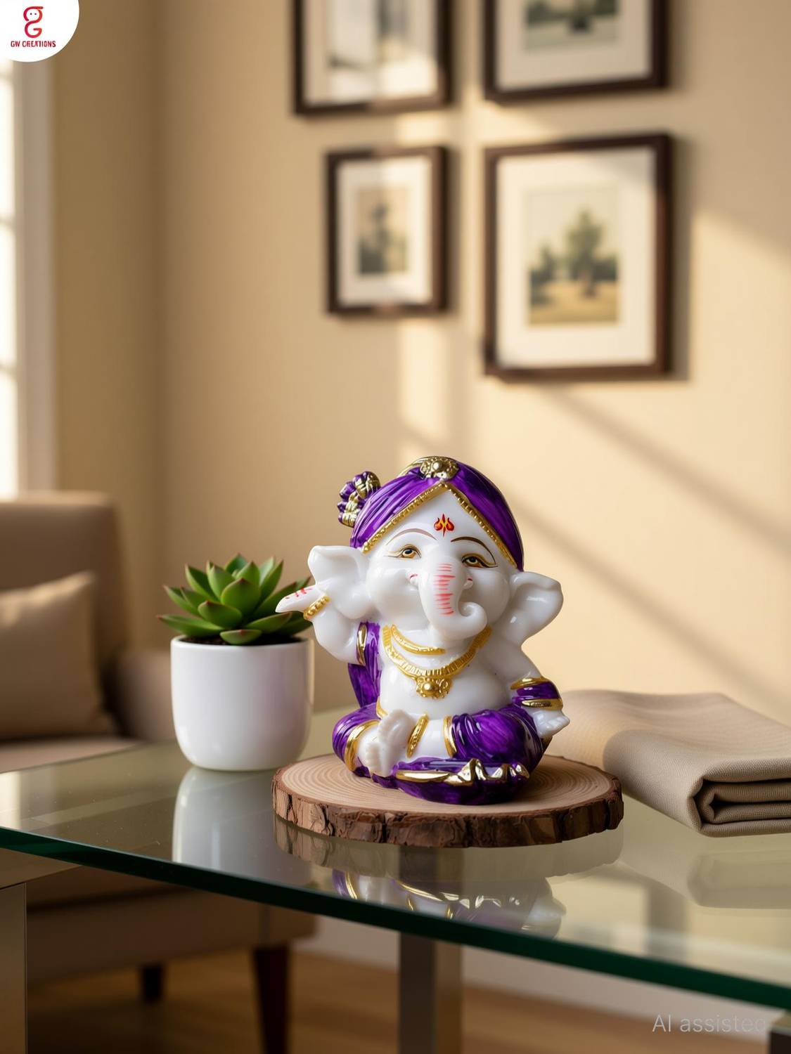 GW Creations God Shri Ganesh Statue Lord Ganesha Idol Bhagwan Ganpati Decorative Showpiece - 10 cm