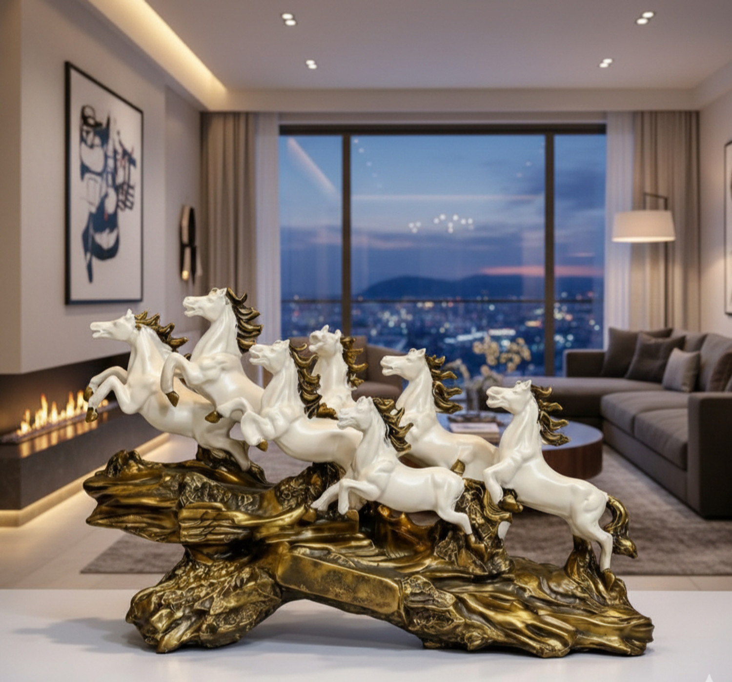 Image of Rudransh Creations 7 Running Horse Statue for Living Room Decorative Showpiece - 25 cm