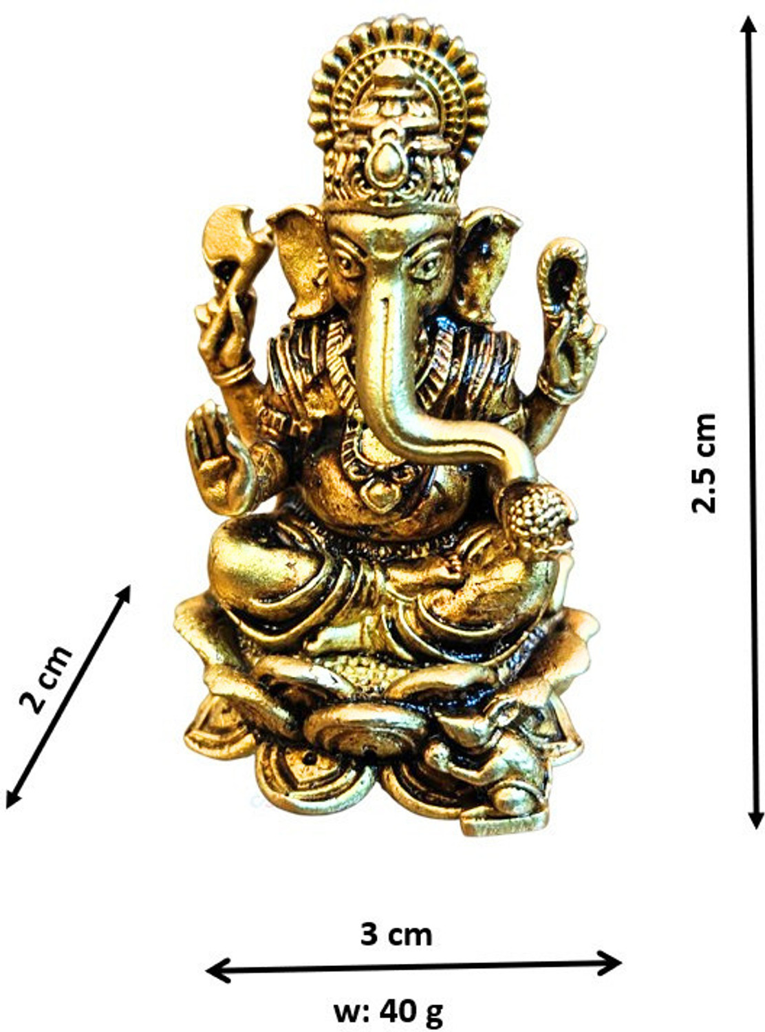 Image of Craftcart Lakshmi Ganesh Brass Idol Pair | Lightweight | 100% Pure Brass | Decorative Showpiece - 4 cm