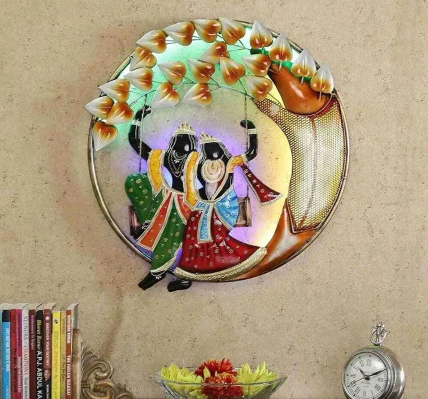 Image of IRONAIKA Radha Krishna julla with LED 22*22 Inch Decorative Showpiece - 48 cm