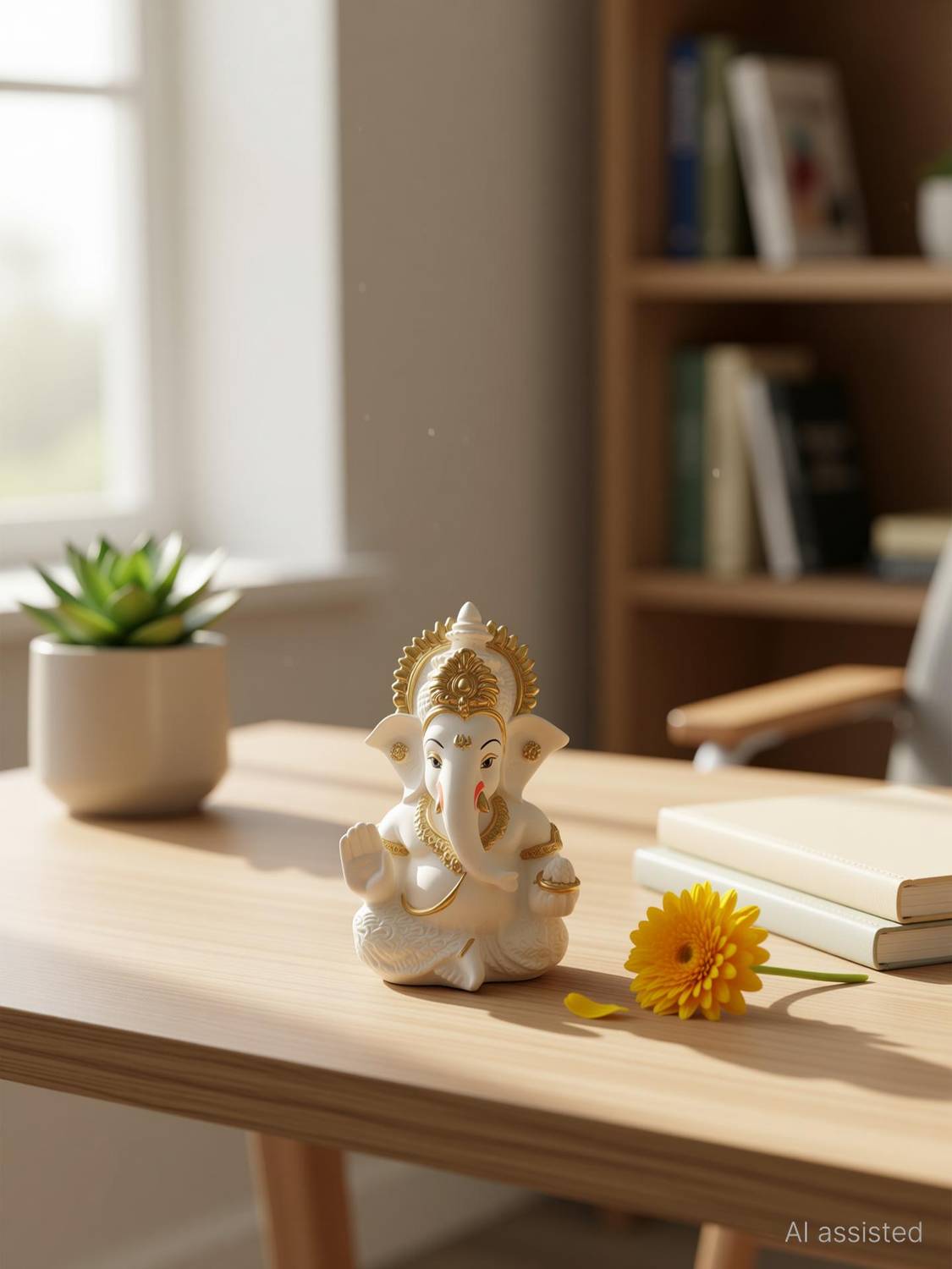 Tiny Shiny Ganesha Idol Statue For Car Dashboard Office Home Living Pooja Room Decorative Showpiece - 9 cm
