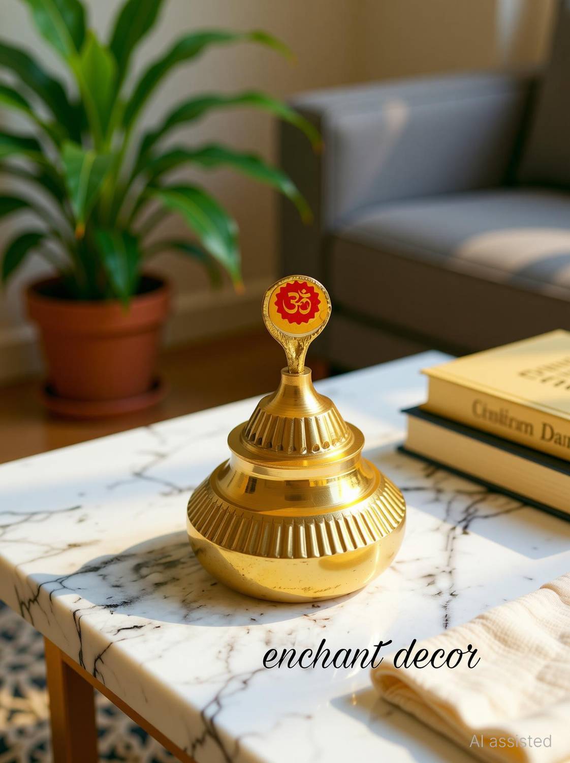 Asha Enchant Decor Brass Sindoor Dani Decorative Showpiece - 8 cm
