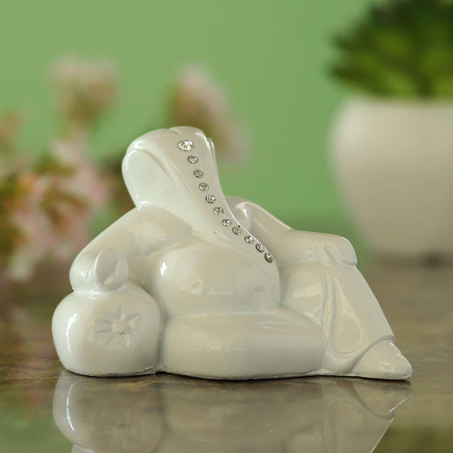 Craftam Craftam Ganesha Idol for Car Dashboard With Double Side Tape Decorative Showpiece - 5 cm