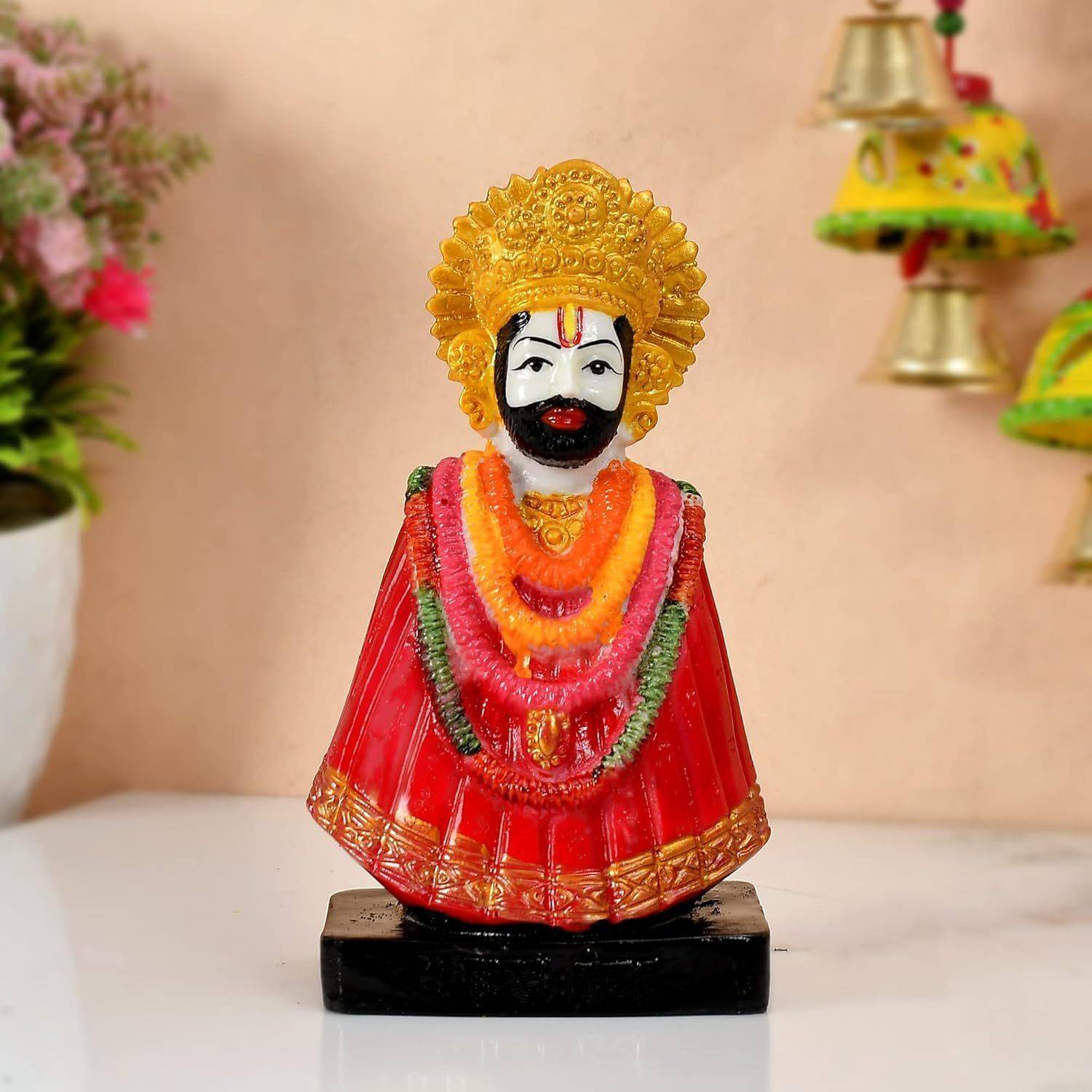 Ascension God Khatu Shyam ji Murti Lord Shyam Dev Spiritual Worship Vastu Murti Decorative Showpiece - 15.5 cm