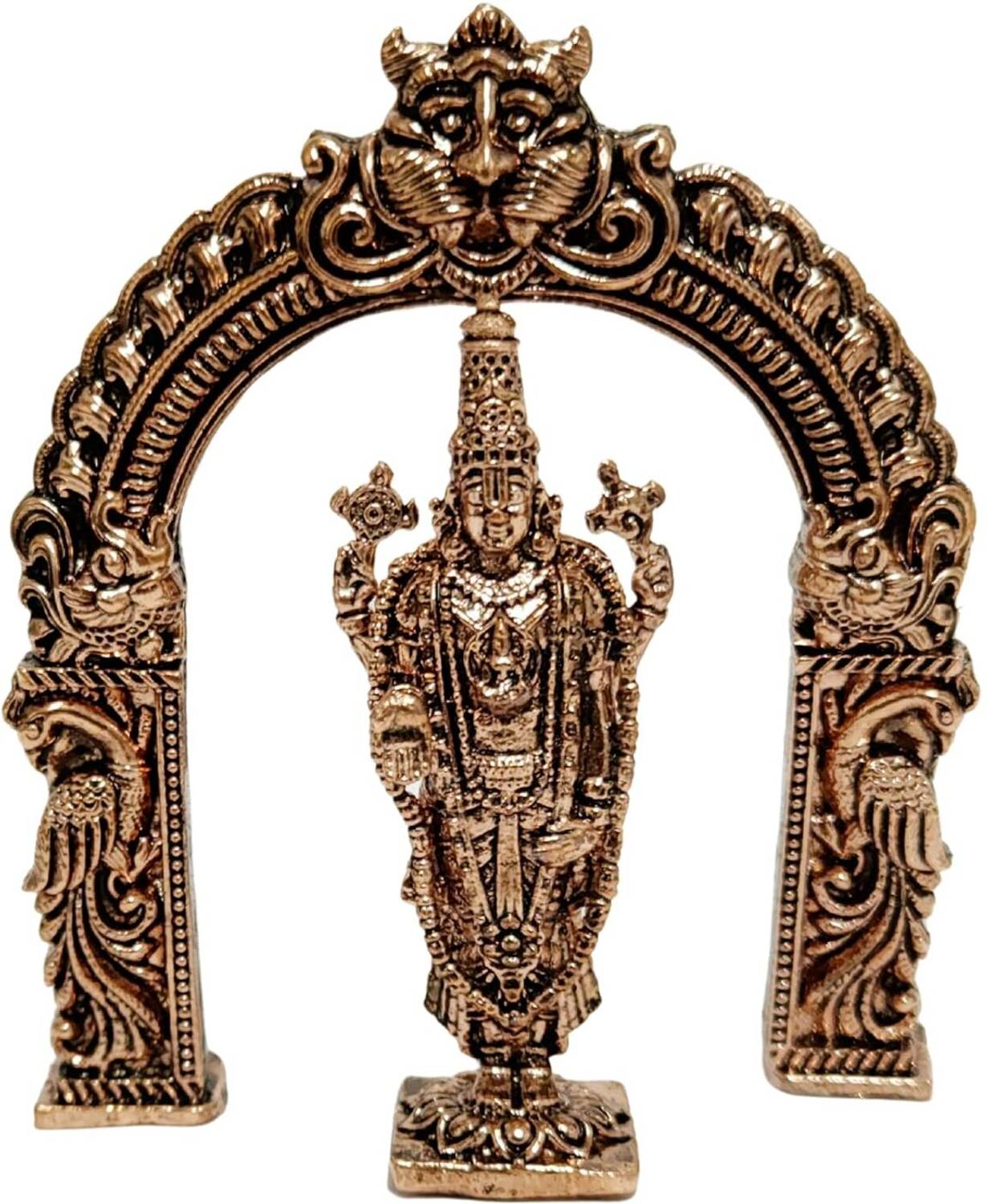Arnavira Tirupati Balaji | Sri Venkateswara Idol with Prabhavali Arch for Puja Room Decorative Showpiece  -  5.8 cm