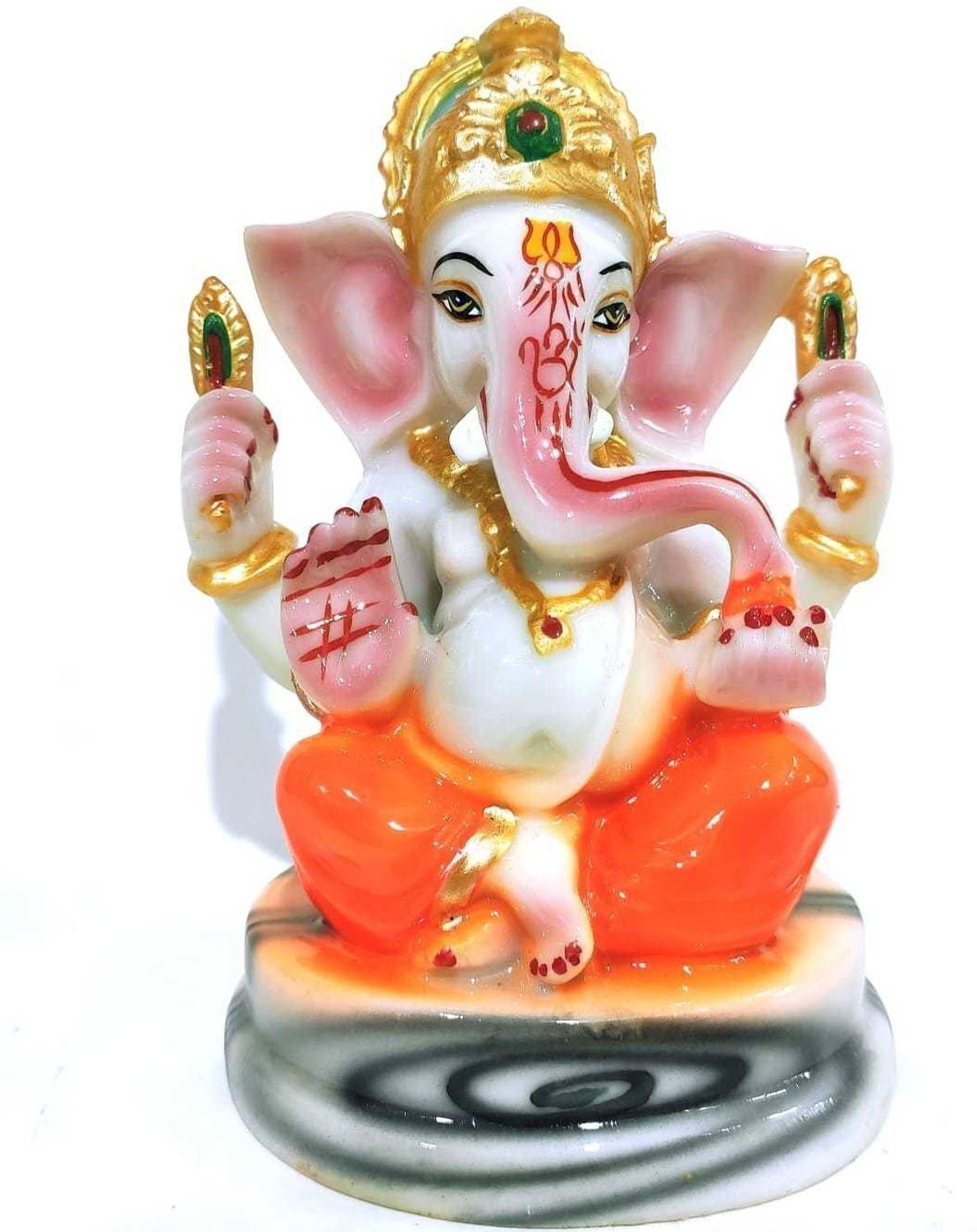 gifts for love Best quality ganesh god Statue Hand Made Marble Dust Polyresin Ganesh Ji Idol Decorative Showpiece - 6 cm
