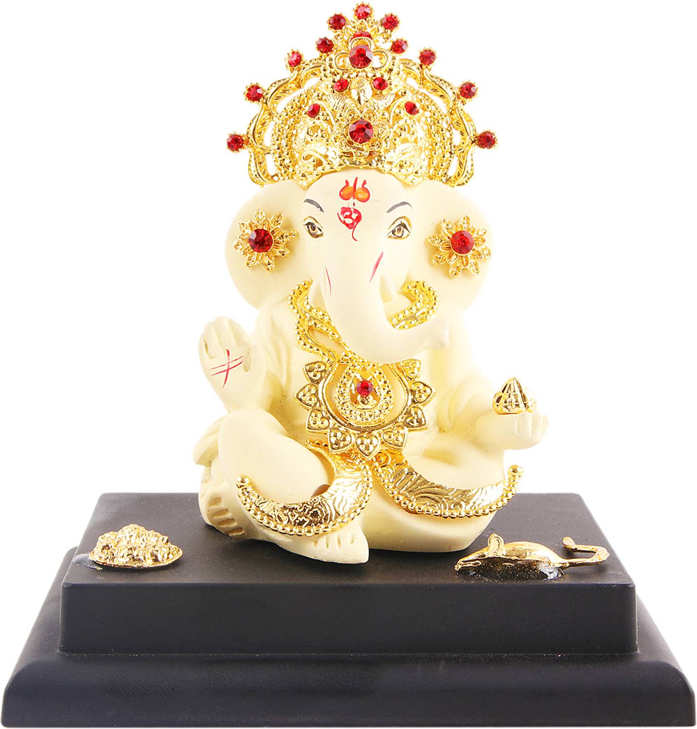 Jagriti Enterprises polyresin ganesh statue idol with gold plate jewellery for pooja gift Decorative Showpiece - 8.5 cm