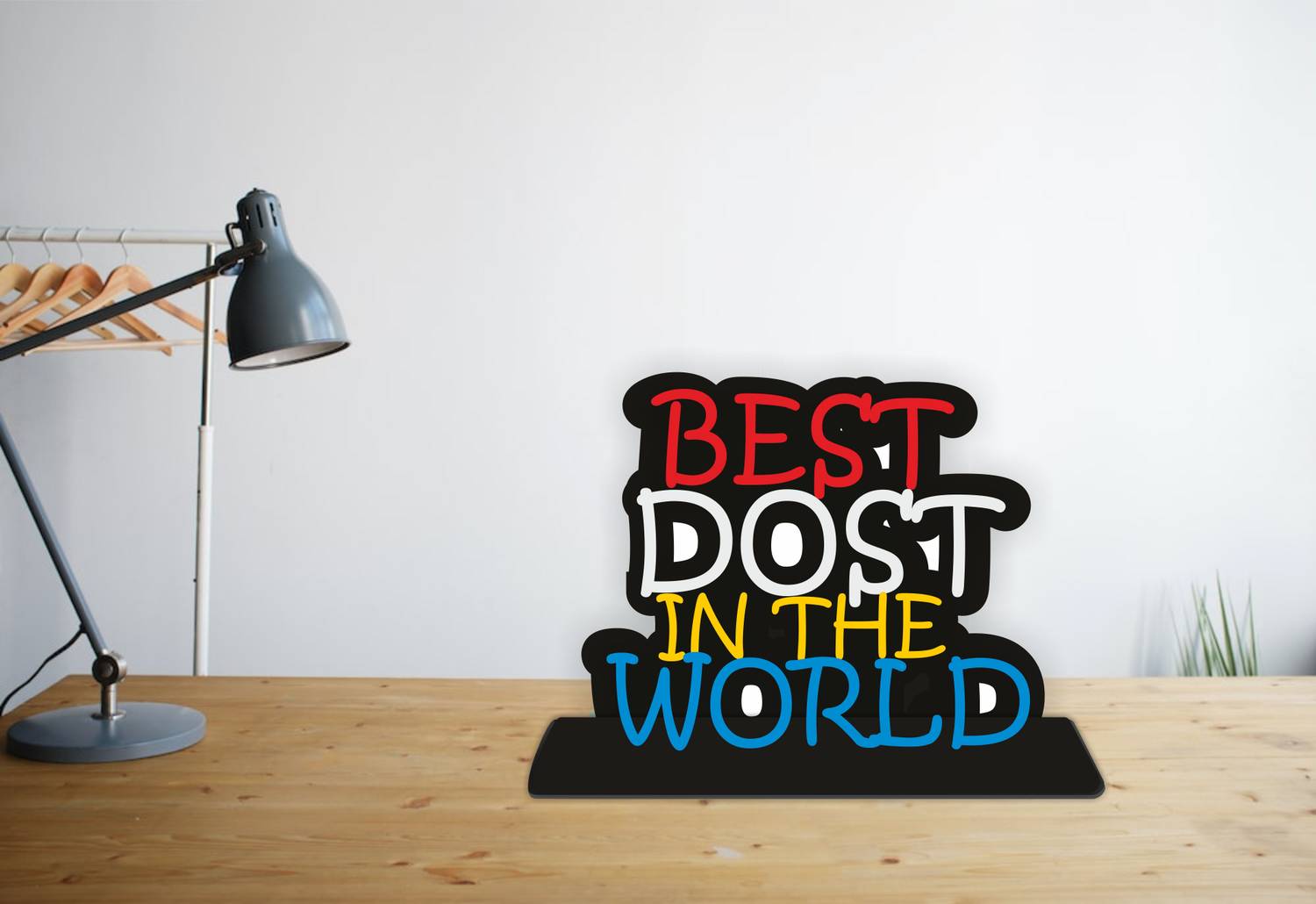 Brothers Creation Gift Positive Quotes Table Decoration Desk Showpiece Wood Gift Item Decorative Showpiece - 14 cm