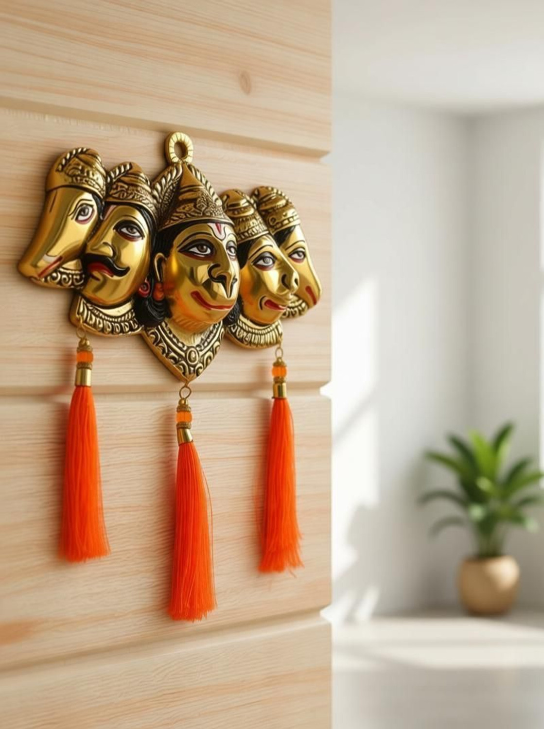 Image of LAXA Vastu Santi Panchmukhi Hanuman Ji Idol Wall Hanging Decorative Showpiece - 19 cm