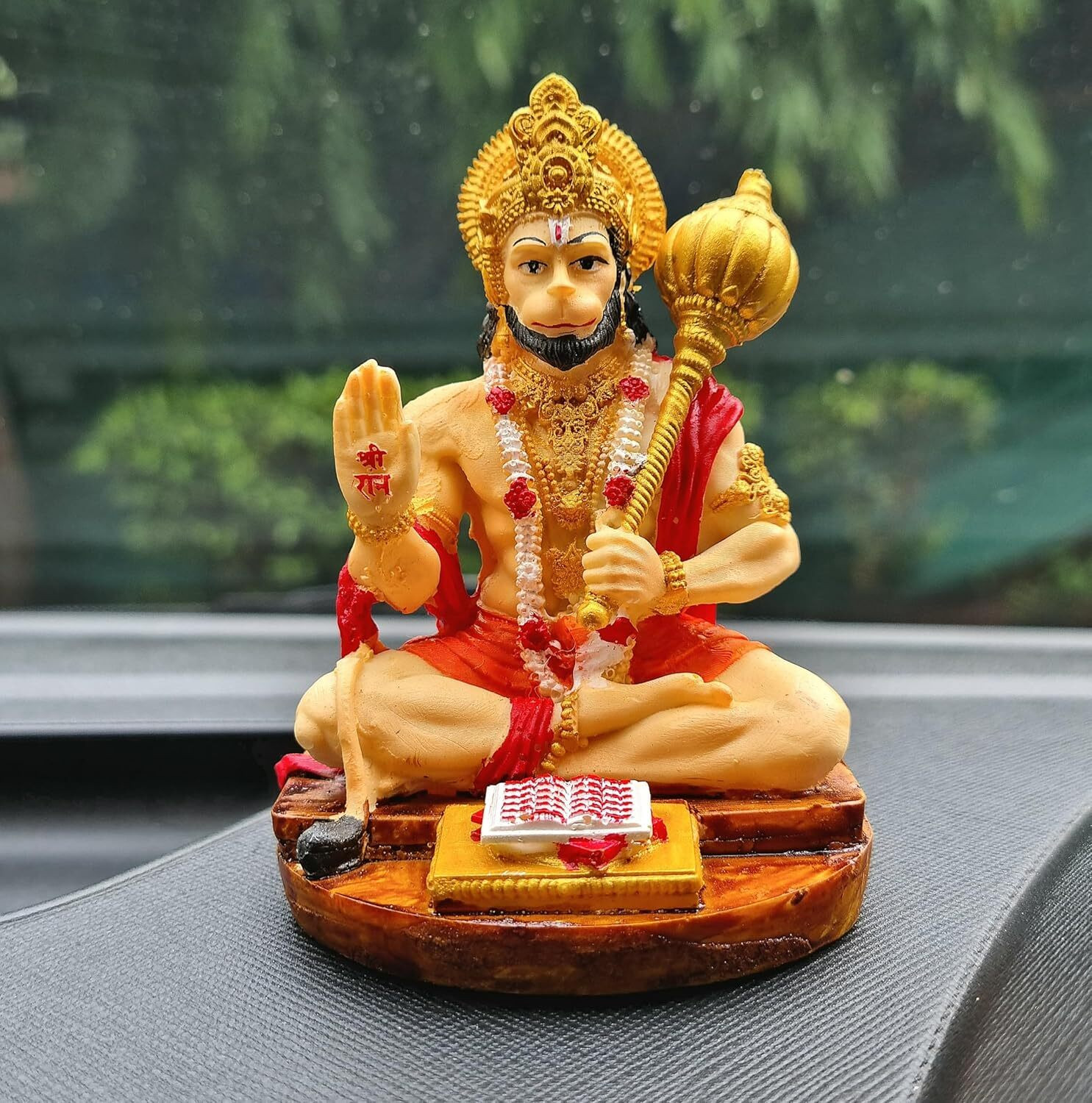 Image of ERIEN Premium Bajrangbali Hanuman Idol for Car Dashboard & Office Desk Decor Decorative Showpiece - 9 cm (Polyresin, Multicolor)