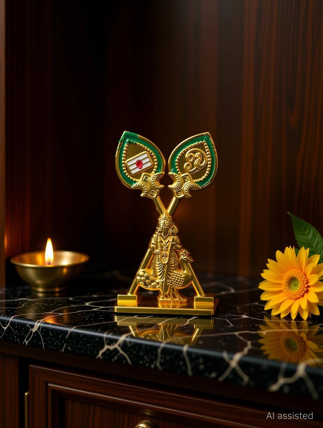 ASTRAMART God mayil murugar with double vel for car dashboard Decorative Showpiece  -  10 cm