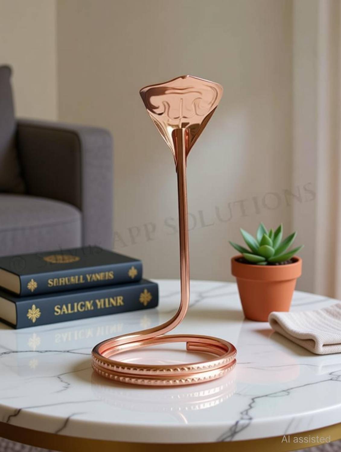 sanskaari Traditional Copper Snake Naag Yantra for Shivling, and home temple (2.8 Inch) Decorative Showpiece - 7 cm