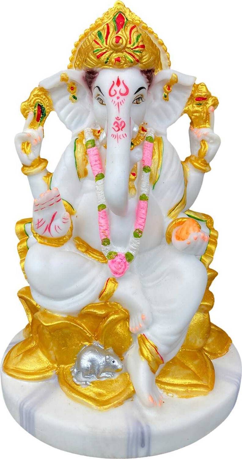 HUBZONES Marble Dust Lord Ganesha Idol God Ganpati / Ganesh Handicraft Statue Decorative Showpiece  -  23 cm
