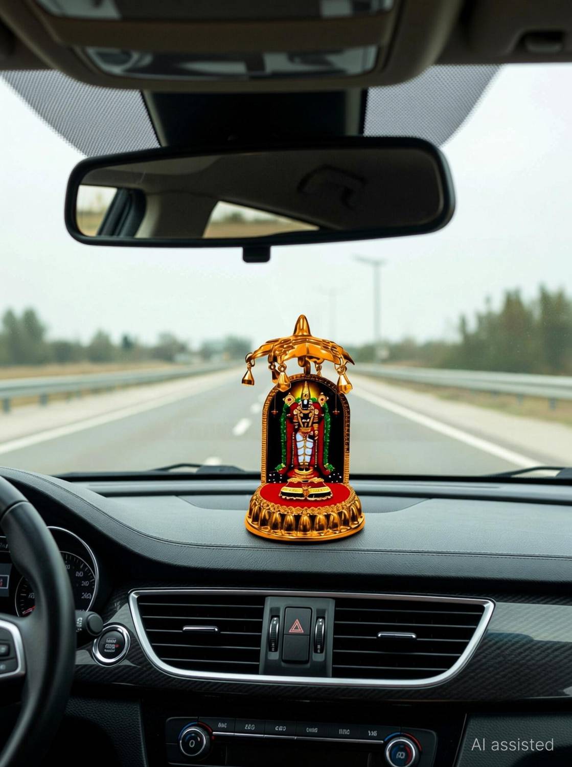 Adiguru God Tirupati Balaji Divine Idol with Charan Paduka & Umbrella Chhatra Statue Decorative Showpiece  -  10 cm