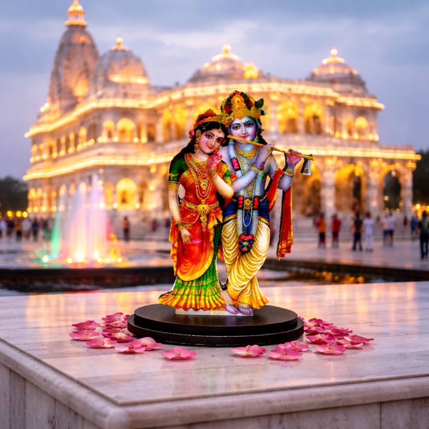 Adiguru Radha Krishna MDF Cutout Idol for Car Dashboard & Desk Decor Decorative Showpiece  -  10 cm